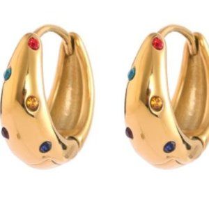 Gold Plated Stainless Steel Small Huggie Hoop Earrings